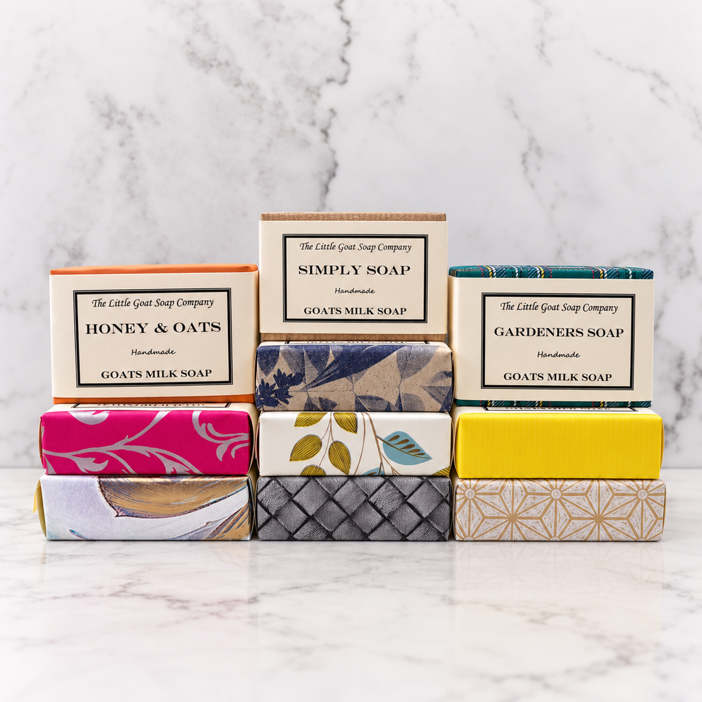 Bundle of ten mixed goat milk soap and shampoo bars from The Little Goat Soap Company