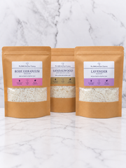 Bundle of three 500g goat milk bath salts from The Little Goat Soap Company